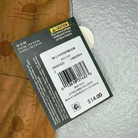 Modern Moments, 0-3 Months Baby Unisex Romper, Mocha, Suns, NWT - Picture 3 of 11